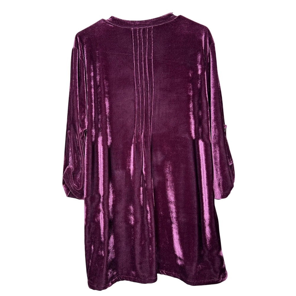 Coldwater Creek Velvet Pleated Tunic Top With Pockets Burgundy PXL‎ Whimsical - Picture 2 of 7